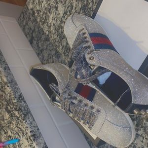 Glitter Gucci Tennis Shoes like new!!!! Only worn a few times !!!! Show stopper